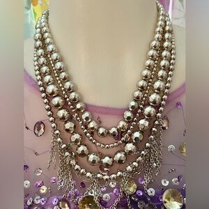 Silpada Multi Strand Silver Beads Necklace